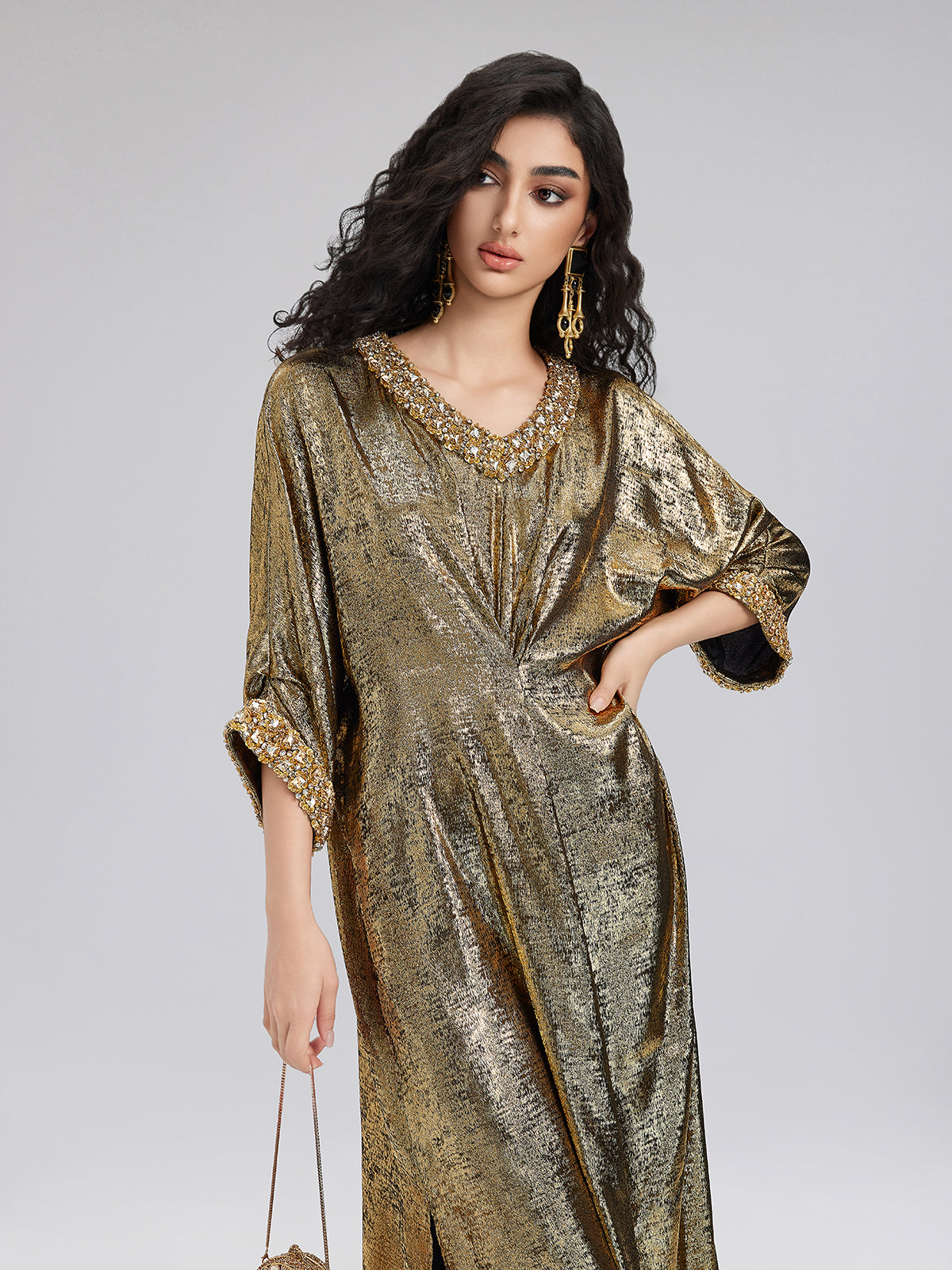 Stunning Gold V-neck Dress
