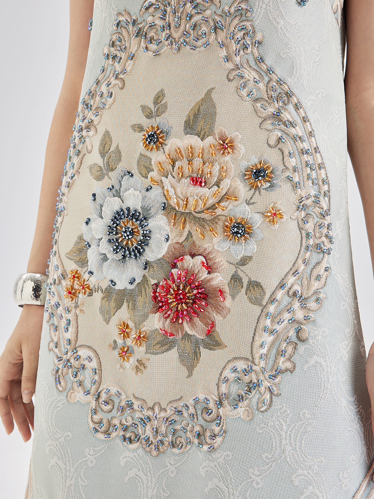 Hand-Sewn Beaded Floral Tank Dress