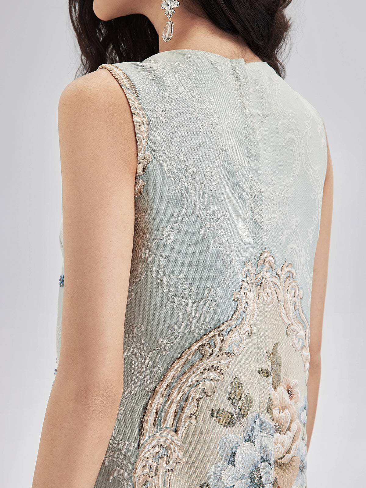 Hand-Sewn Beaded Floral Tank Dress