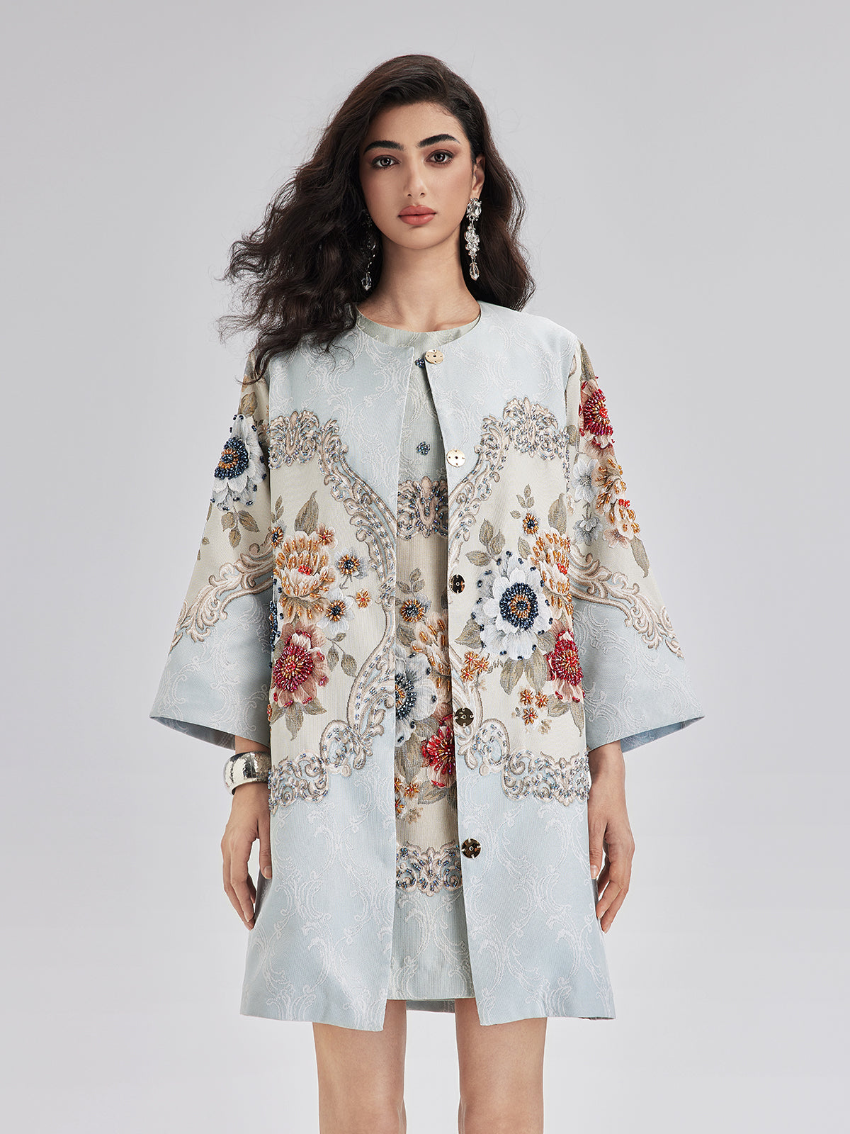 Spring Hand-Sewn Beaded 3D Floral Jacket