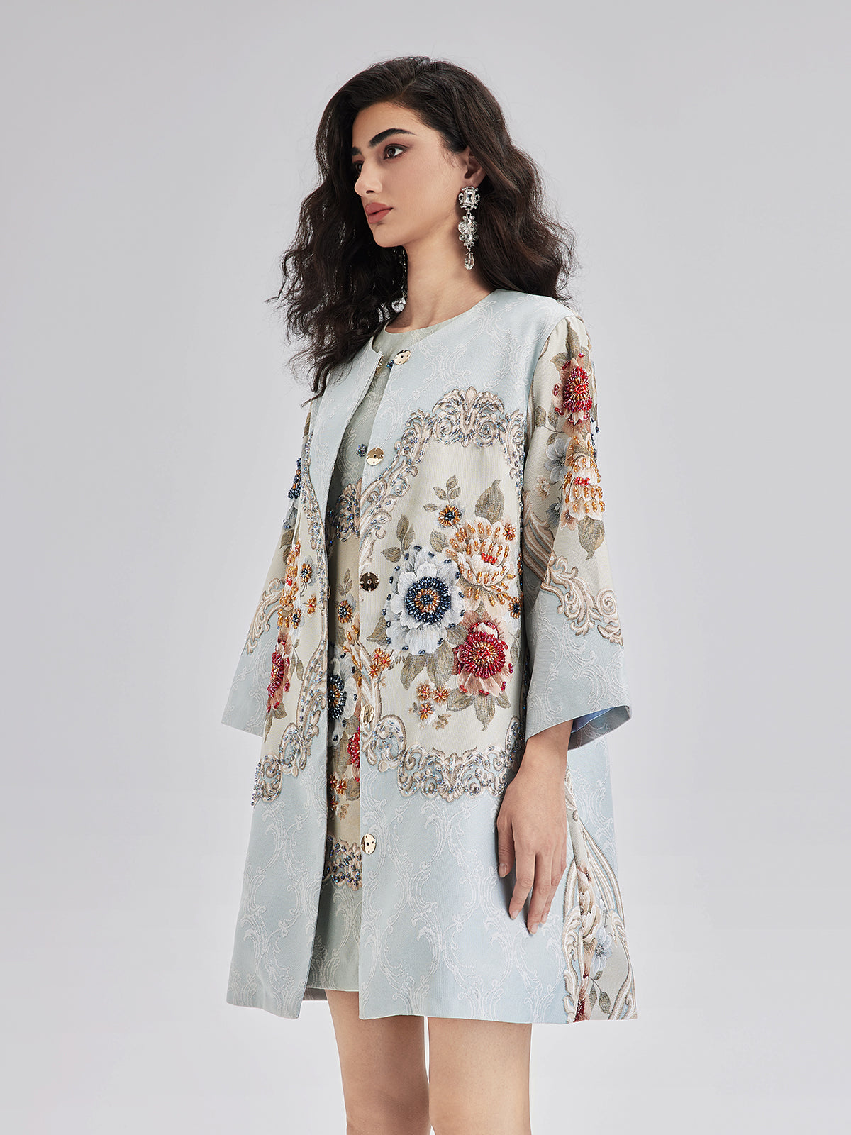 Spring Hand-Sewn Beaded 3D Floral Jacket