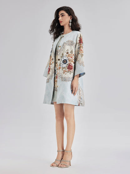 Spring Hand-Sewn Beaded 3D Floral Jacket