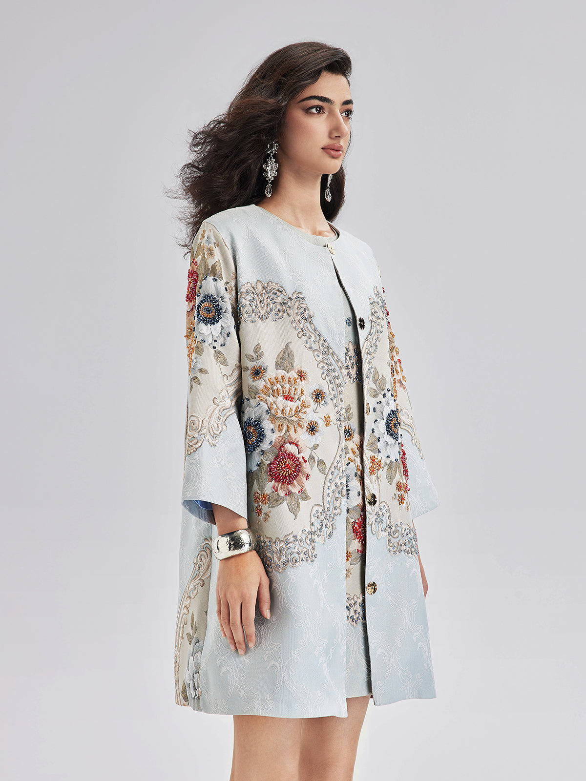 Spring Hand-Sewn Beaded 3D Floral Jacket