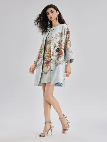 Spring Hand-Sewn Beaded 3D Floral Jacket