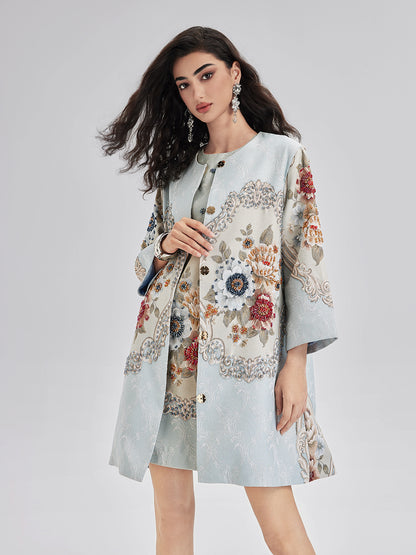 Spring Hand-Sewn Beaded 3D Floral Jacket