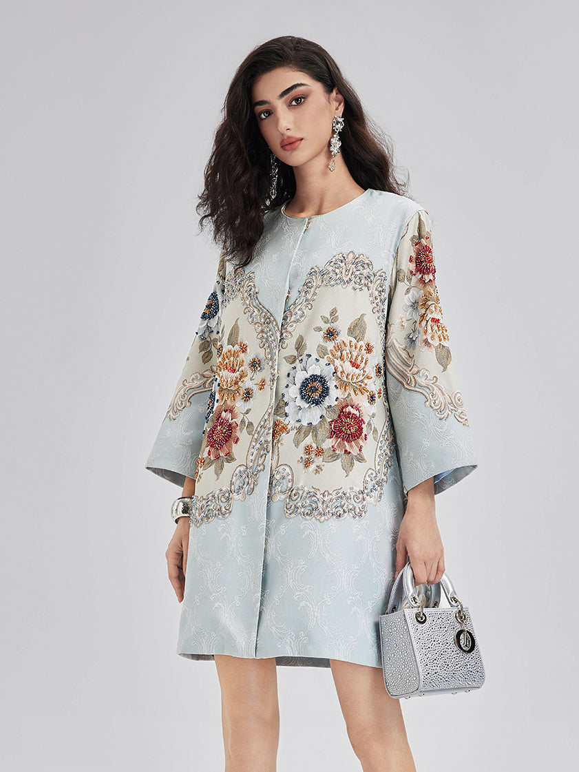 Spring Hand-Sewn Beaded 3D Floral Jacket