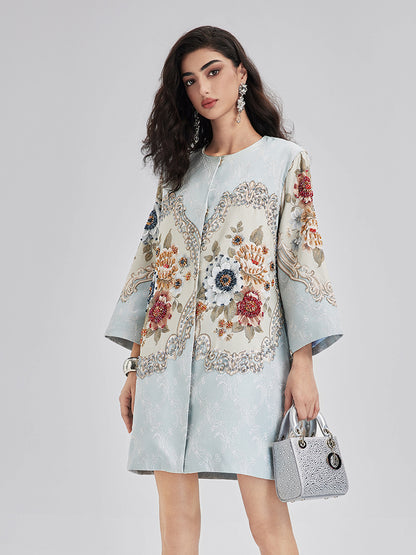 Spring Hand-Sewn Beaded 3D Floral Jacket
