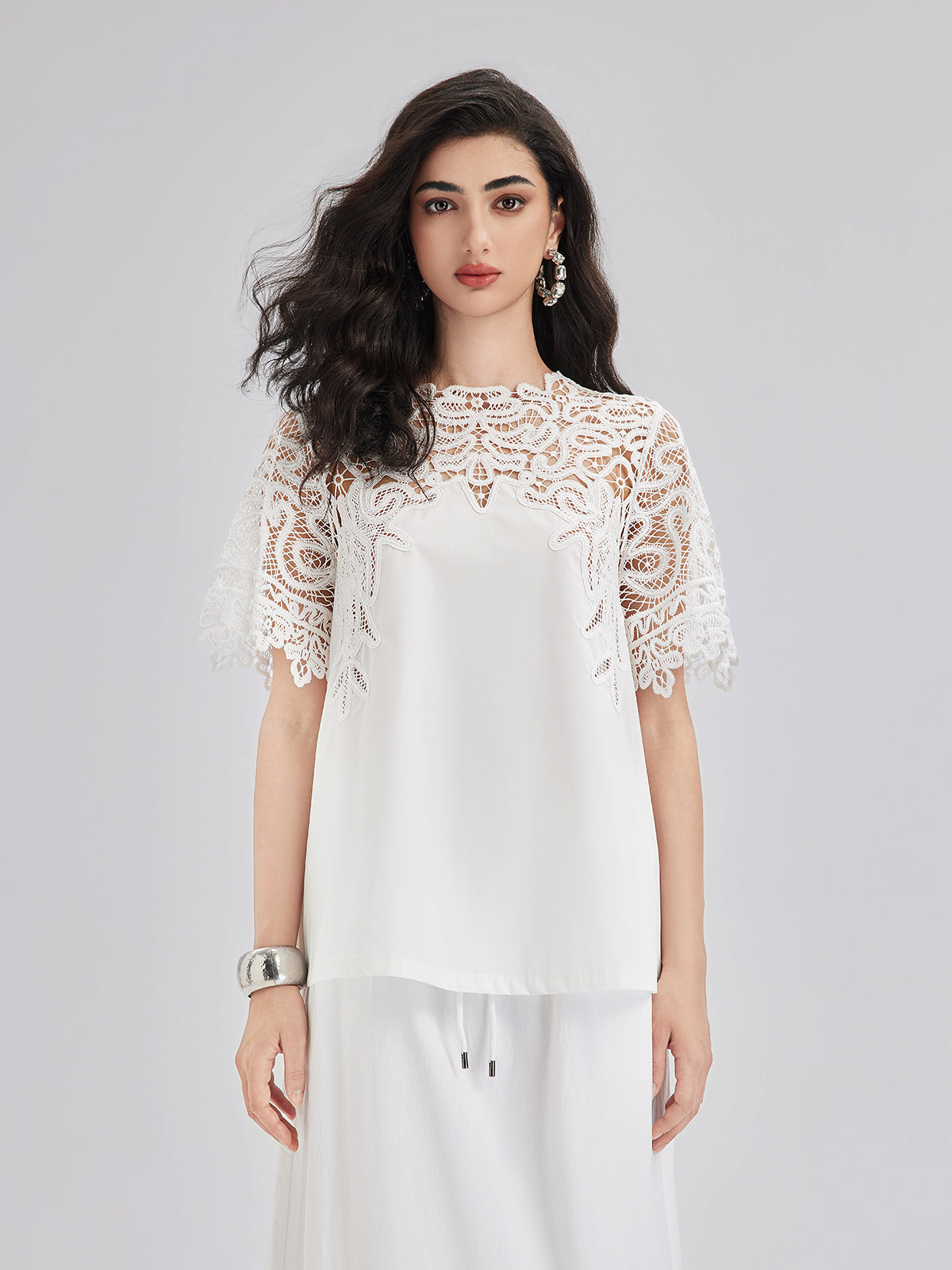 French Custom 3D Lace Panel Top