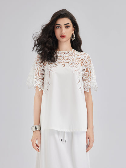 French Custom 3D Lace Panel Top