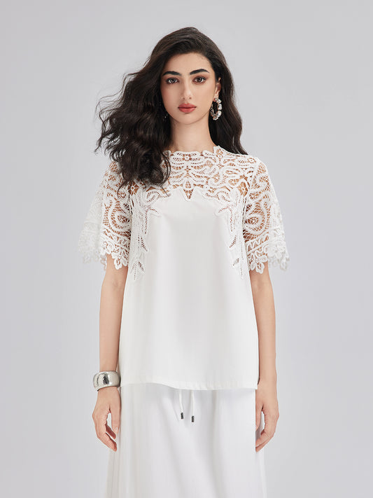 French Custom 3D Lace Panel Top