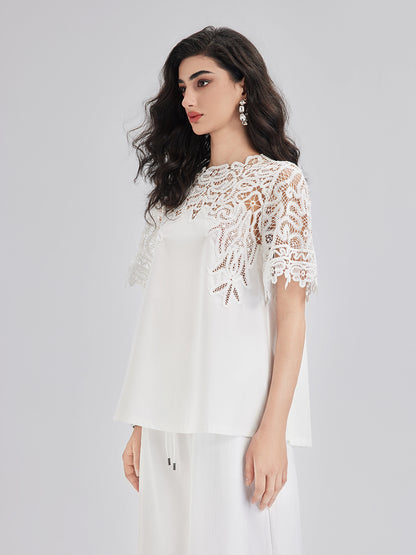 French Custom 3D Lace Panel Top