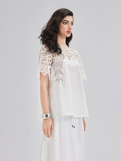 French Custom 3D Lace Panel Top