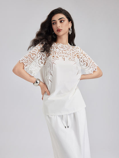 French Custom 3D Lace Panel Top
