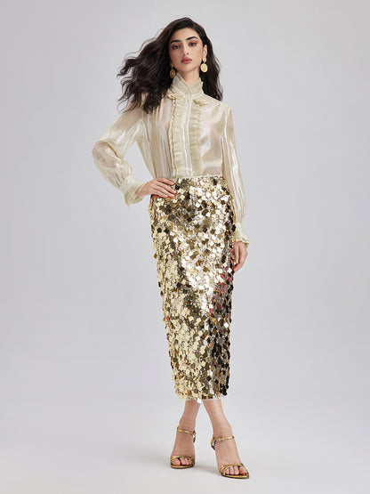Gold Sequin Rock Skirt