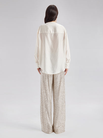 Light Luxury Sequin Wide-Leg Pants - Star Queen