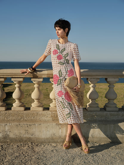 Embroidered Cutout A Line Dress