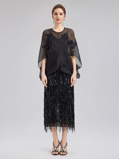 Luxe Sensual Sheer Silk Embroidered Blouse
