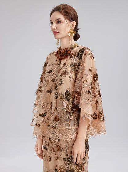 Luxurious Embroidered Sequin Long-Sleeve Top
