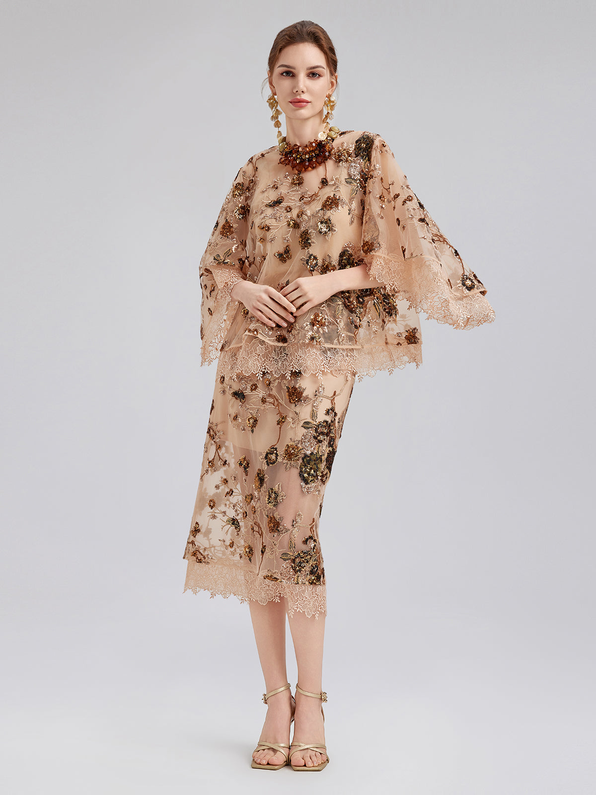 Luxurious Embroidered Sequin Long-Sleeve Top