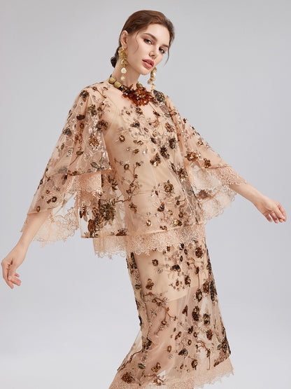 Luxurious Embroidered Sequin Long-Sleeve Top