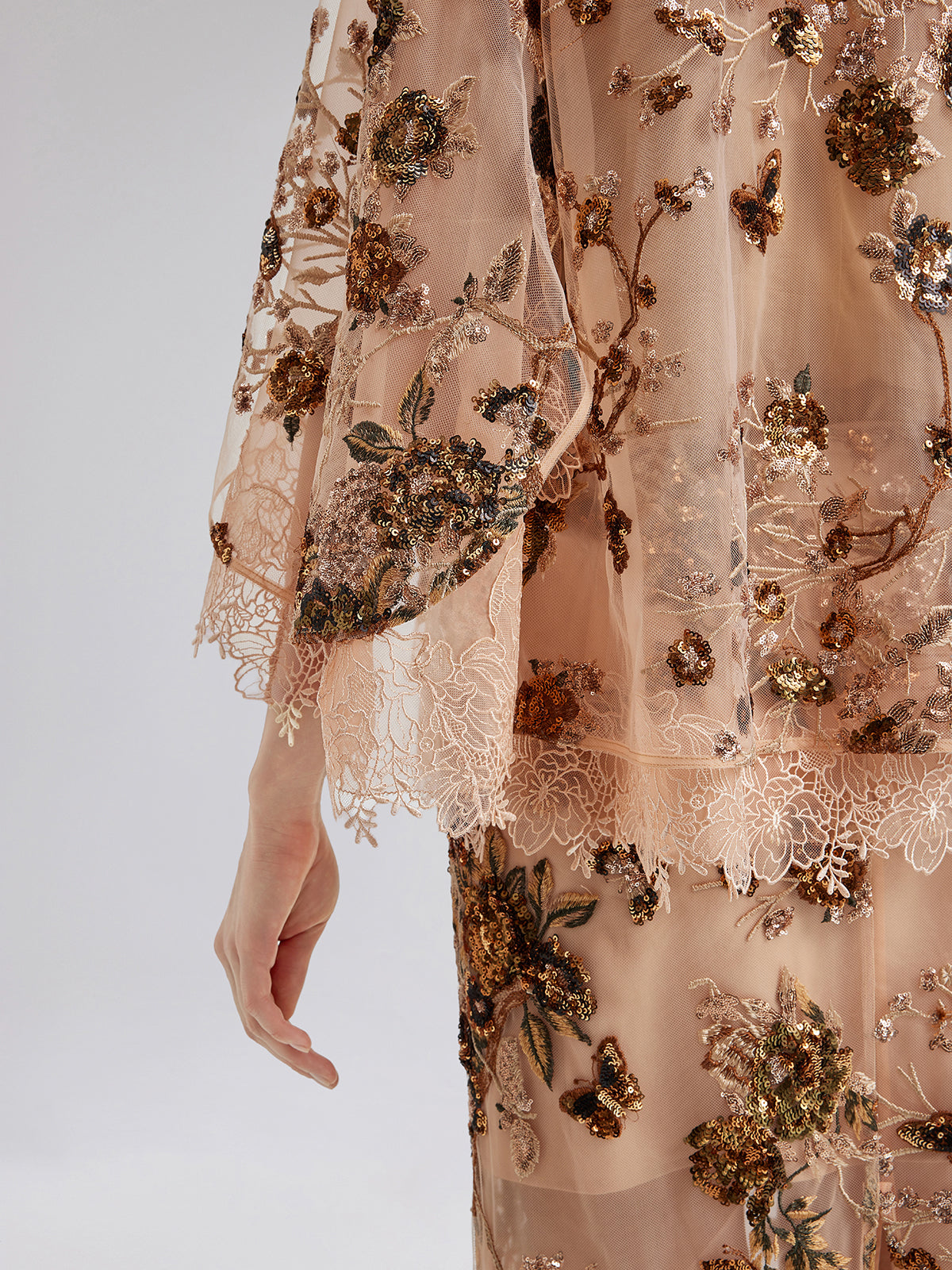 Luxurious Embroidered Sequin Long-Sleeve Top