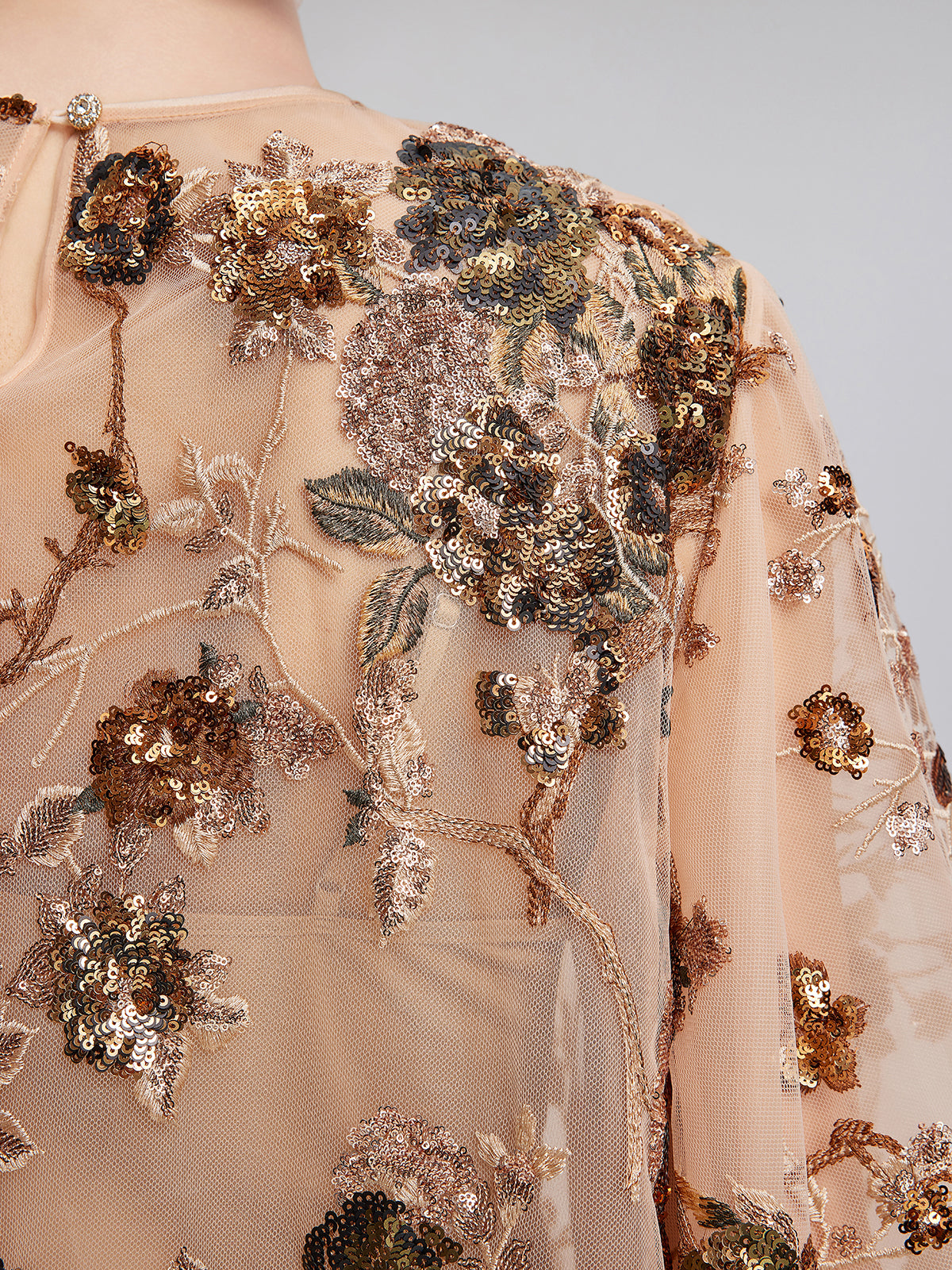 Luxurious Embroidered Sequin Long-Sleeve Top