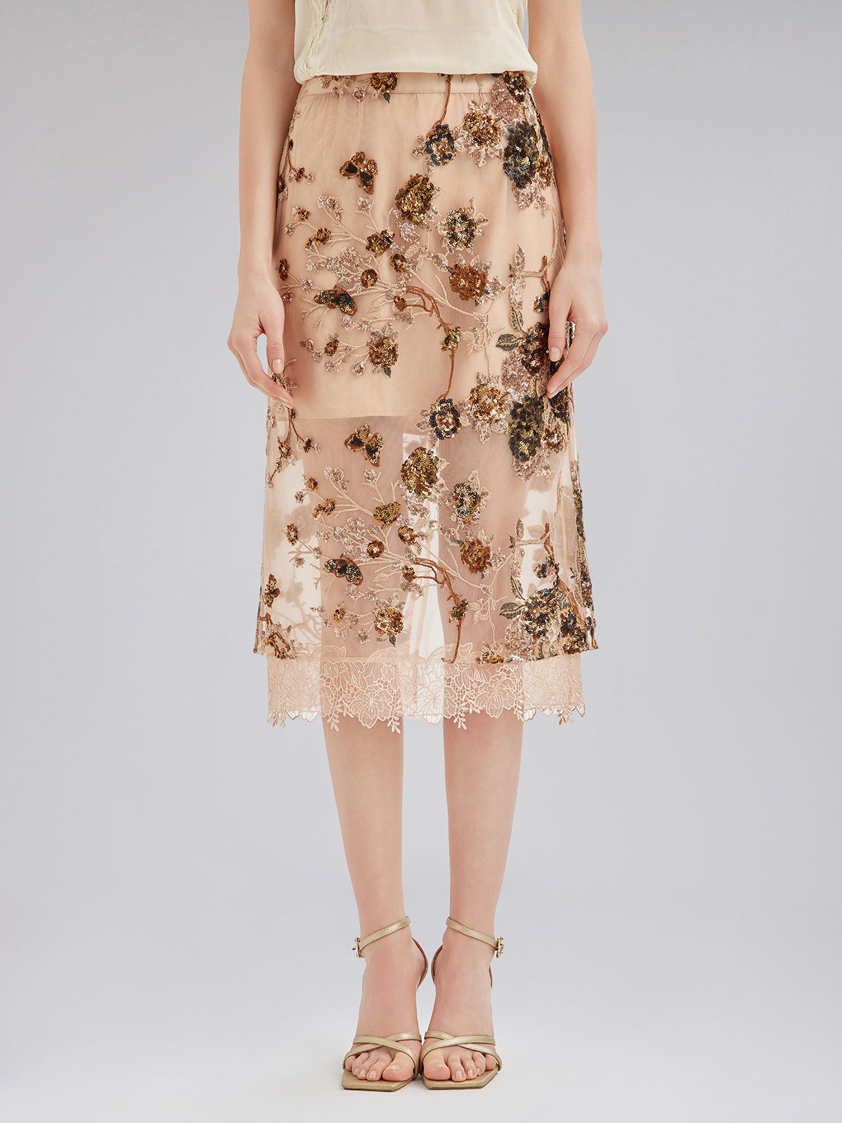Luxurious Embroidered Sequin Skirt