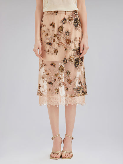 Luxurious Embroidered Sequin Skirt