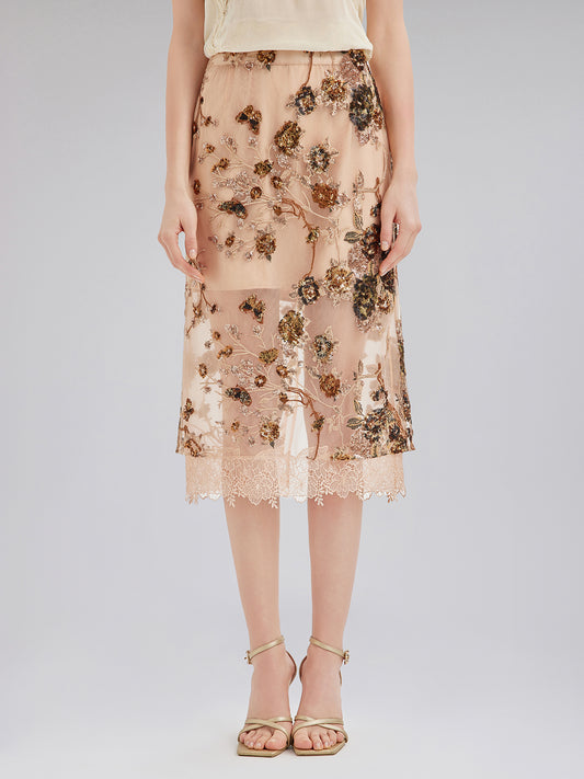 Luxurious Embroidered Sequin Skirt