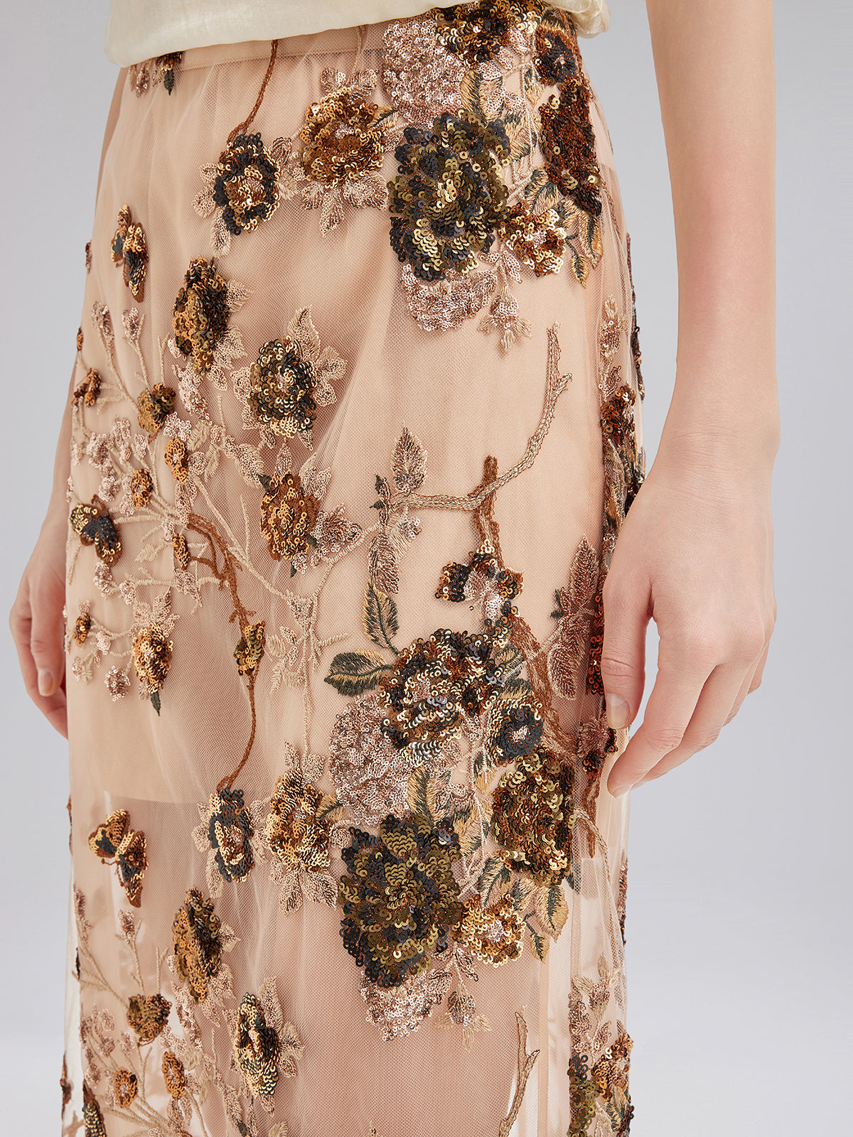 Luxurious Embroidered Sequin Skirt