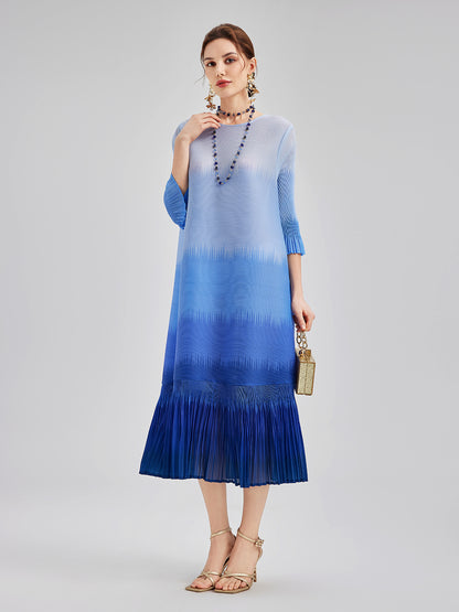Elegant Ombre Pleated Panel Dress