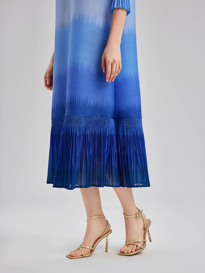 Elegant Ombre Pleated Panel Dress