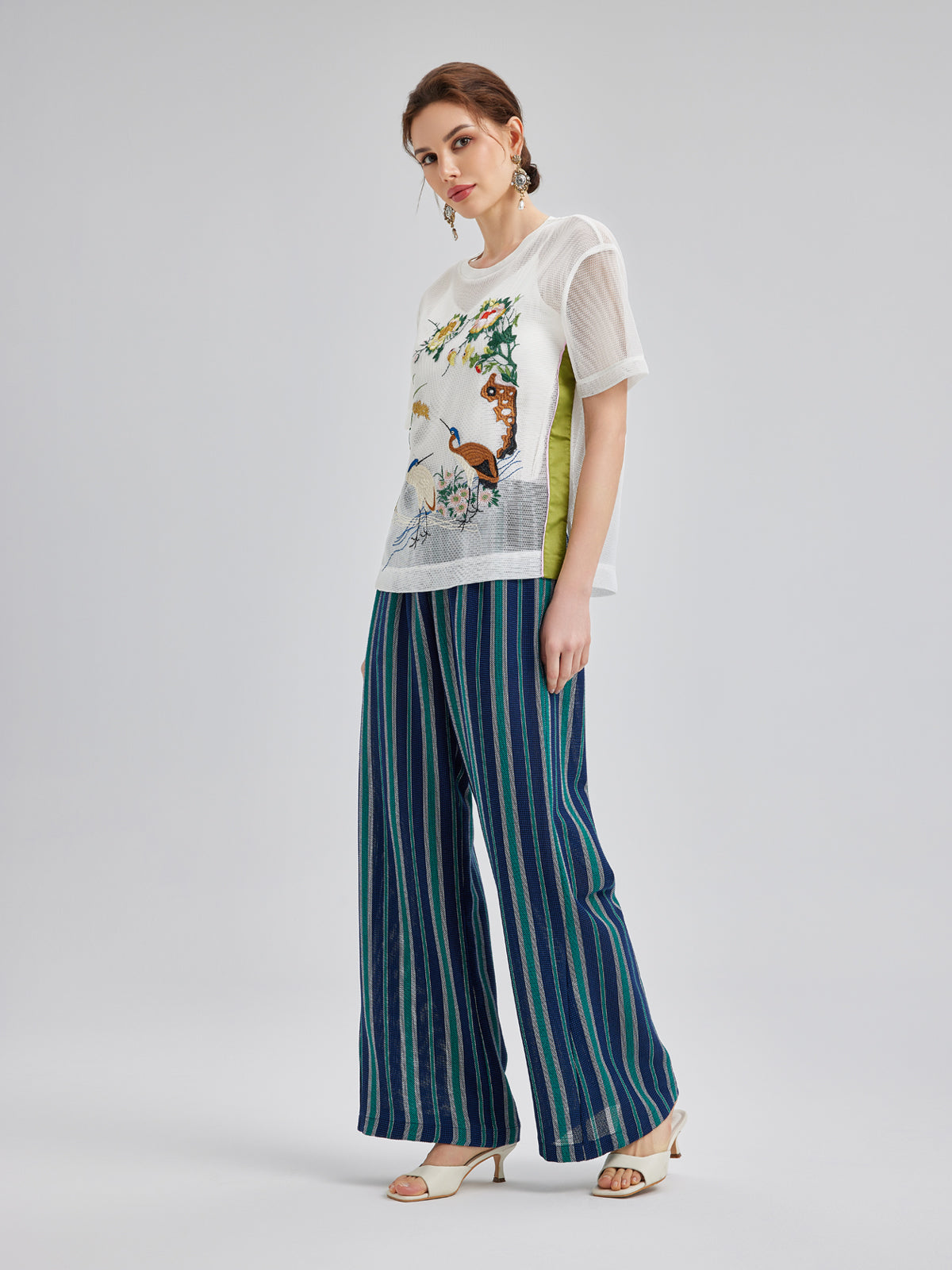 Lightweight Striped Elastic Waist Pants
