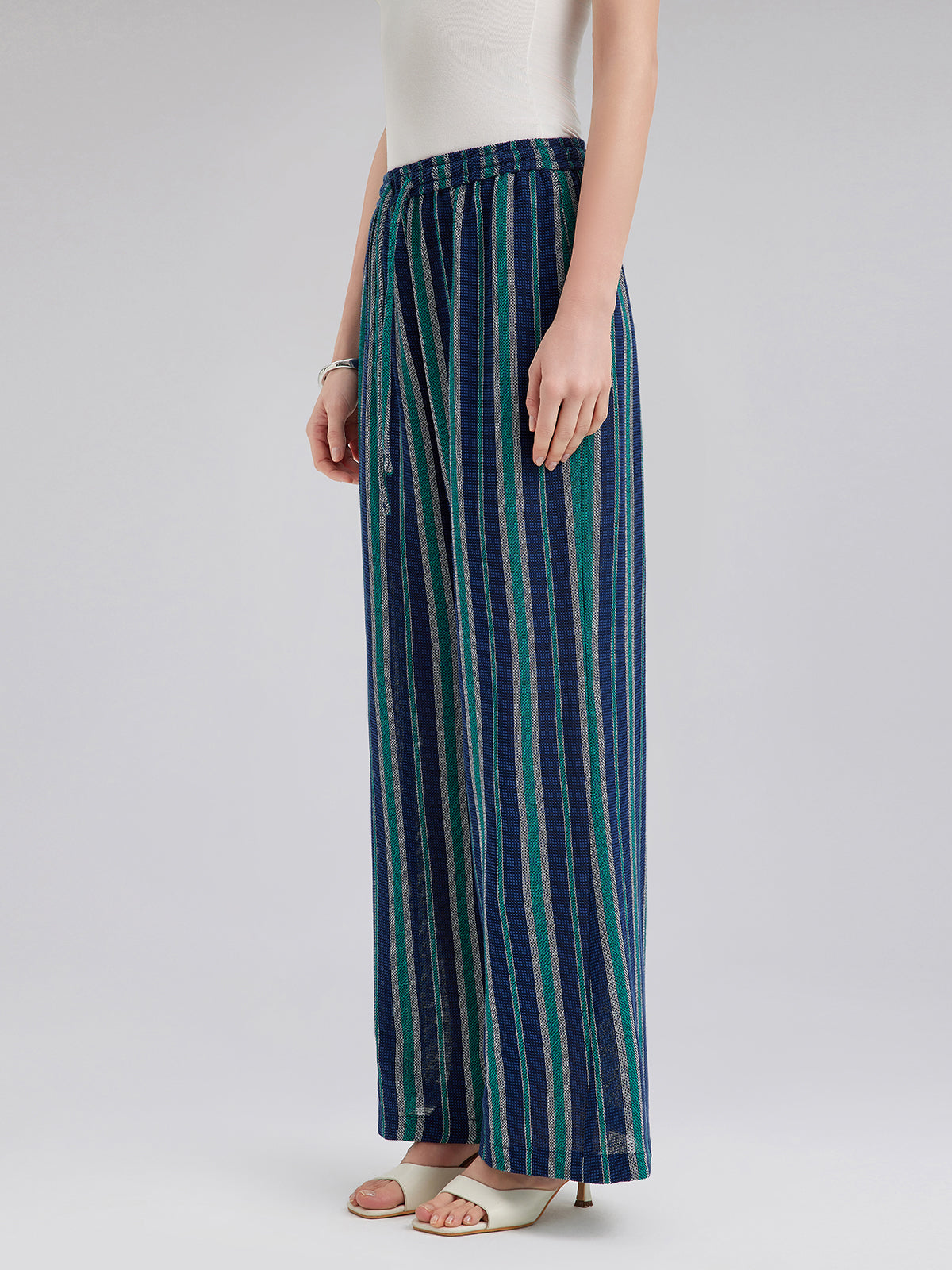 Lightweight Striped Elastic Waist Pants