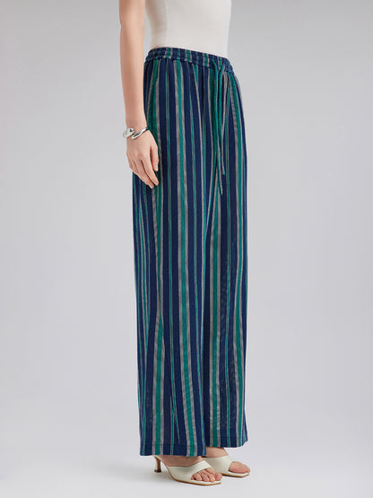 Lightweight Striped Elastic Waist Pants