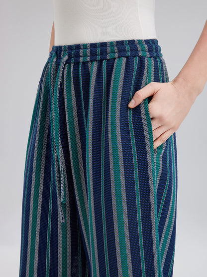 Lightweight Striped Elastic Waist Pants