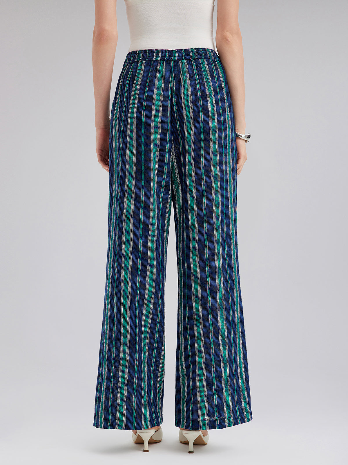 Lightweight Striped Elastic Waist Pants