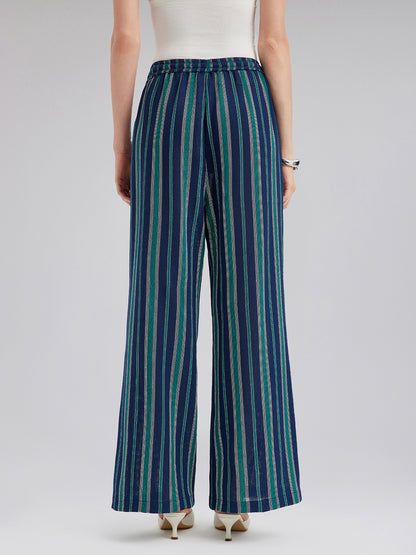 Lightweight Striped Elastic Waist Pants