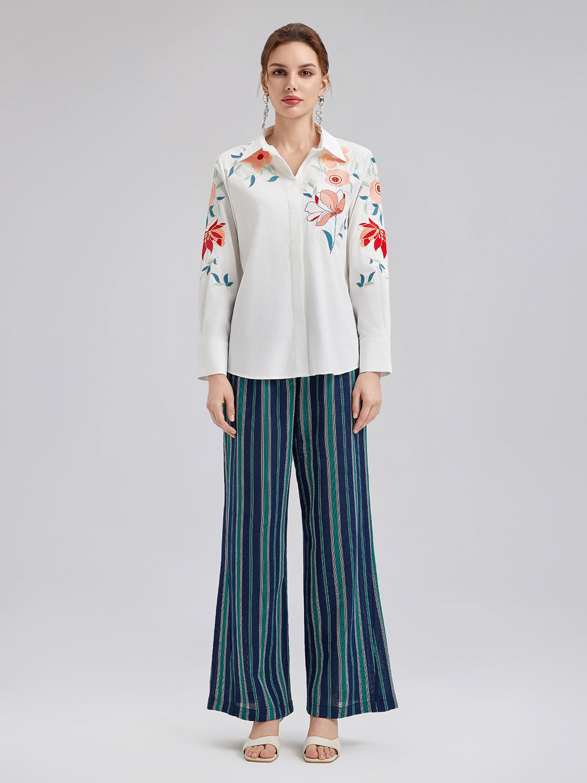 Lightweight Striped Elastic Waist Pants