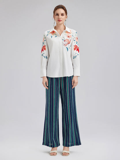Lightweight Striped Elastic Waist Pants