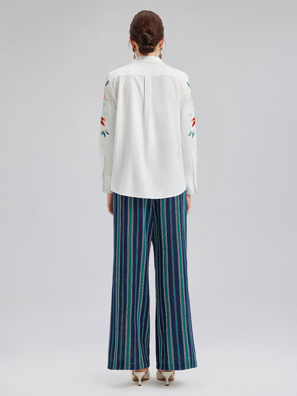Lightweight Striped Elastic Waist Pants