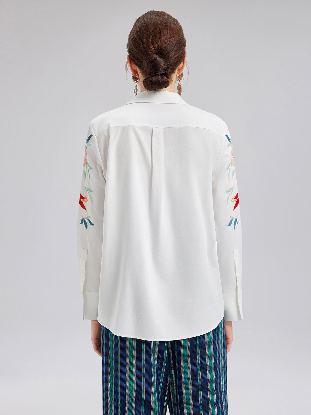 Cotton Embroidered Floral Shirt
