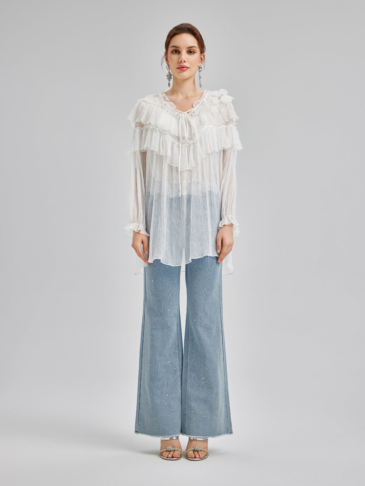 Ruffled Silk Design Top