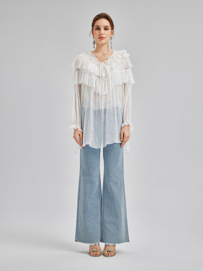 Ruffled Silk Design Top