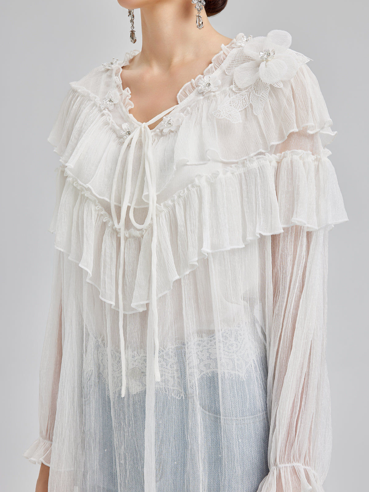 Ruffled Silk Design Top