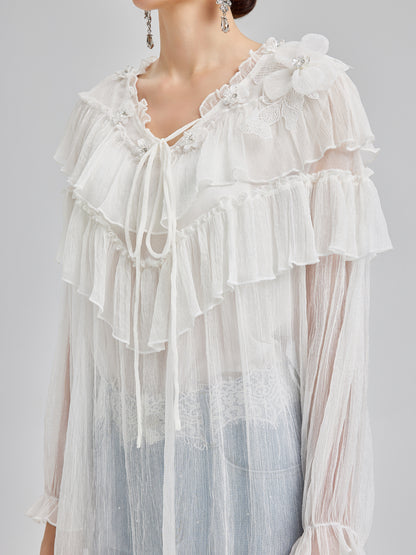 Ruffled Silk Design Top