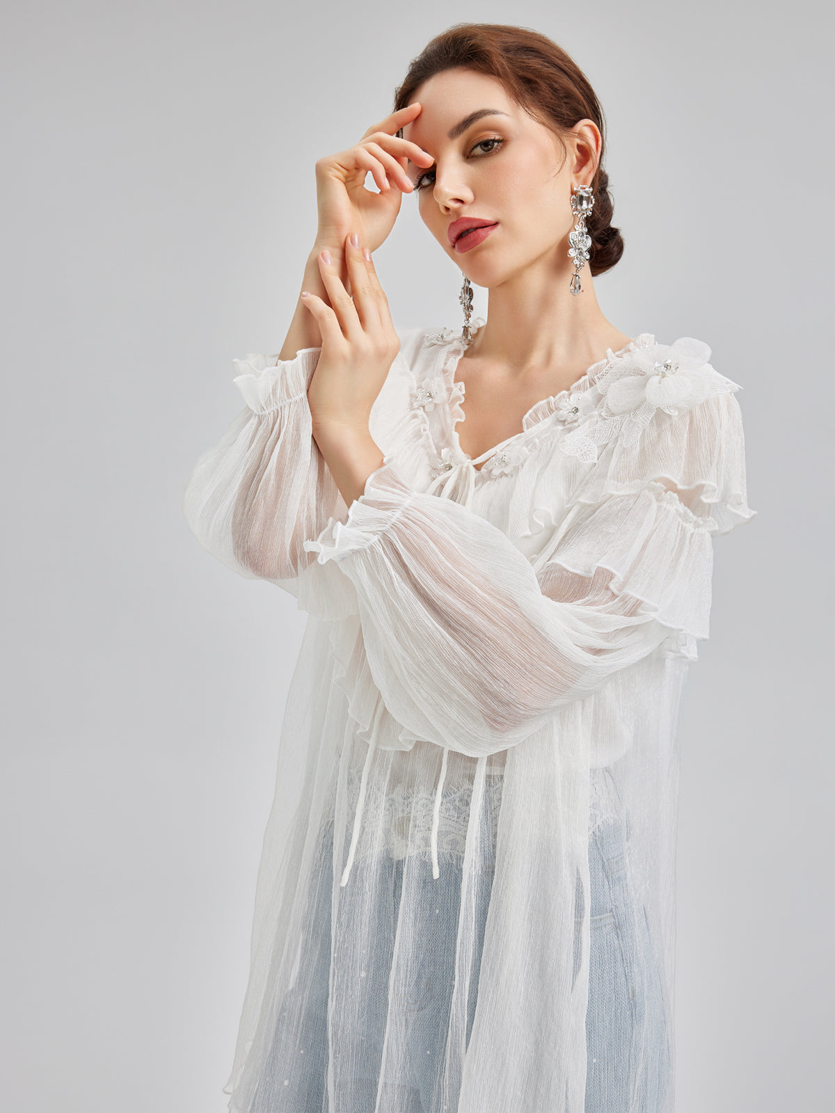 Ruffled Silk Design Top