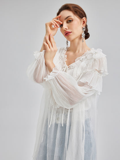 Ruffled Silk Design Top