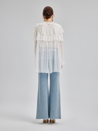 Ruffled Silk Design Top