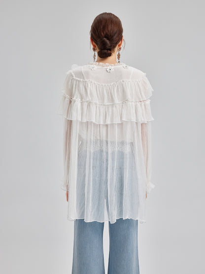 Ruffled Silk Design Top
